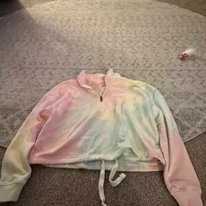 Pink and Yellow Cowl Neck Jacket with Soft Pastel Hues